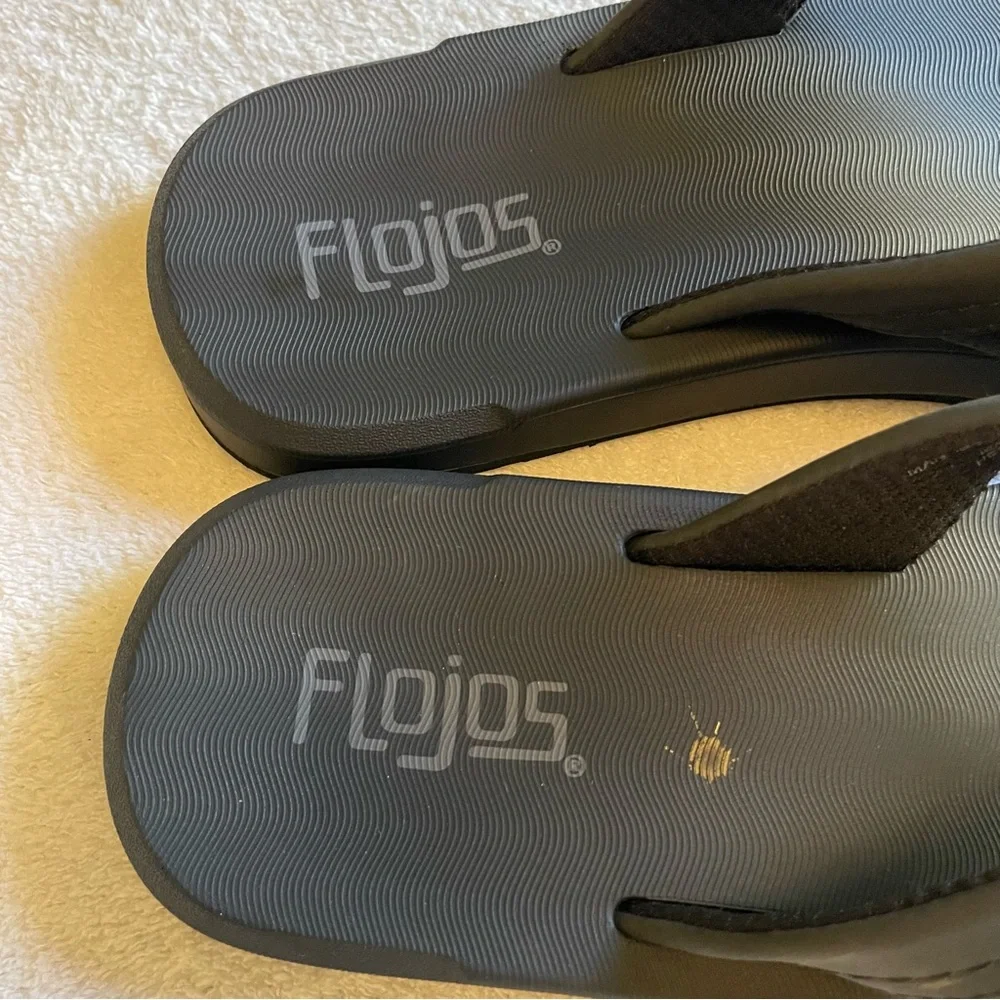Flojos Black Flip Flops. Size 9